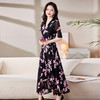 复古印花气质V领收腰显瘦连衣裙SNX2801 商品缩略图2