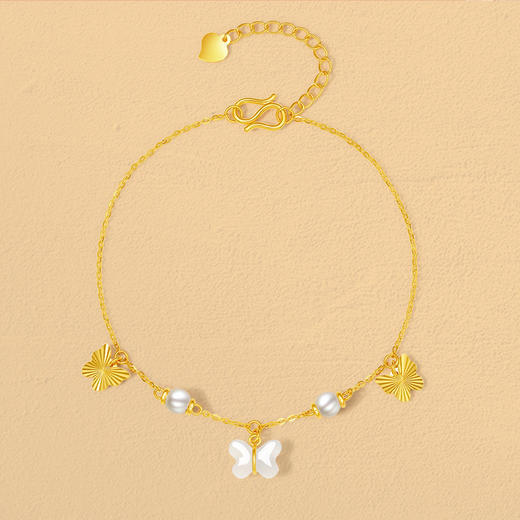 周六福黄金和田玉手链蝶念手串金镶玉手饰官方旗舰店节日礼物 商品图3