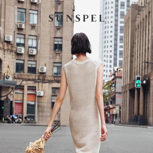 【亚麻系列】SUNSPEL女士春夏亚麻网眼针织无袖连衣裙 商品图3