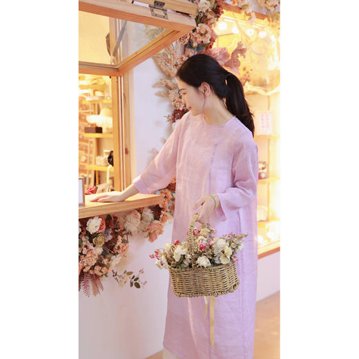 【抖音专属】含香圆领连衣裙（24707540莲红） 商品图1