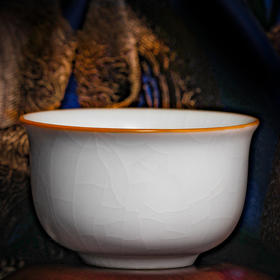 元本道汝窑主人杯开片可养象牙白功夫小茶杯单杯汝窑玛雅杯（象牙白）