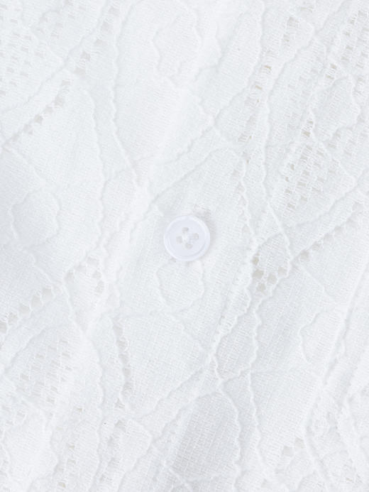 COCO ZONE "钩花衬衫“时尚翻领单排扣衬衫休闲百搭长袖上衣CC2B0997 商品图6