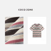 COCO ZONE “彩条”夏季条纹圆领短袖T恤宽松显瘦上衣CC1B1331 商品缩略图2