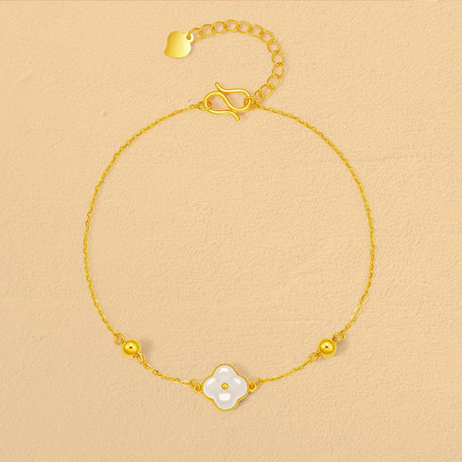 周六福黄金和田玉手链玉见幸运手串金镶玉手饰官方旗舰店节日礼物 商品图3