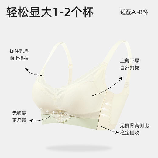 【无侧骨无钢圈】熳洁儿 小胸专属舒适聚拢5A艾草抑菌里杯花卉蕾丝内衣承托侧收副乳调整文胸24261538 商品图1