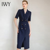 IWY/时尚藏青色绑带西装连衣裙工装裙通勤短袖夏高个子170气质长裙242033Q1 商品缩略图4