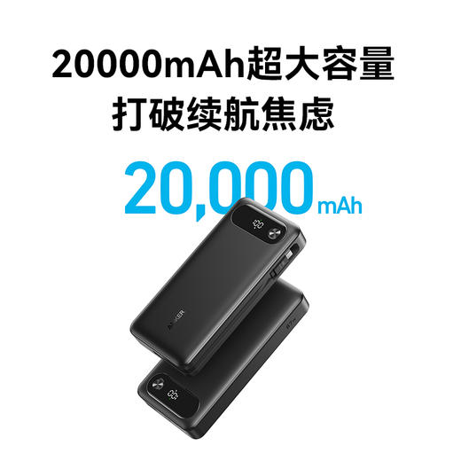 【热销】Anker安克自带C线65W多口快充20000mAh充电宝适用于安卓华为苹果笔记本电脑快充小巧便携移动电源 A1383 商品图3