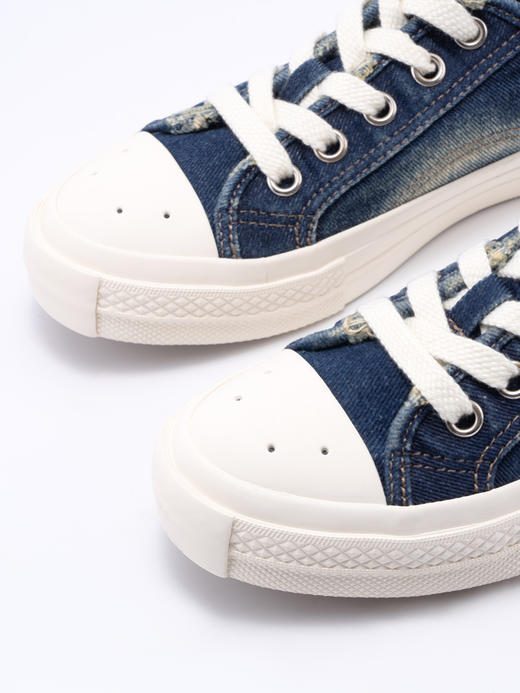 COCO ZONE "牛仔帆布鞋”夏季拼色厚底休闲鞋百搭系带圆头板鞋CC2B1076 商品图2