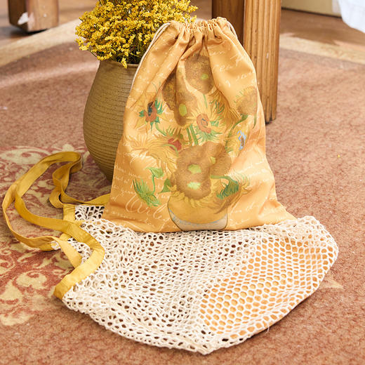 两三事梵高文艺 闲织春愿 2024夏季新款时尚双层镂空印花单肩包女 商品图2