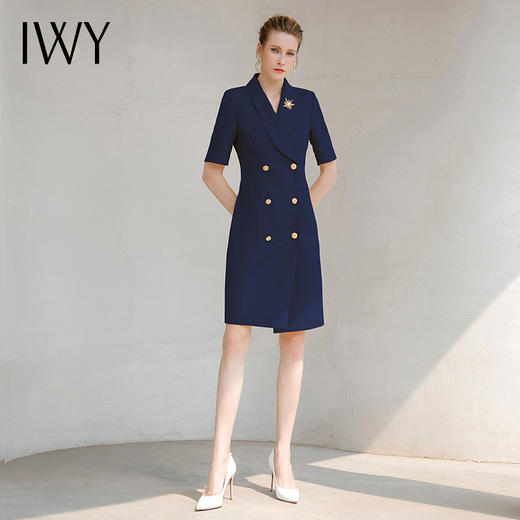 IWY/气质售楼部短袖西装连衣裙女显瘦职业裙装律师上班通勤工作裙Q14268 商品图4