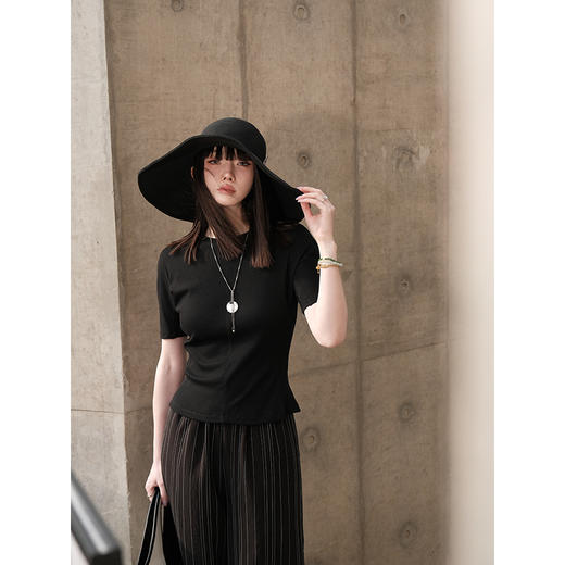 UMILAB【晴天】时髦修身 立裁分割线极简连袖显瘦百搭T恤T673W 商品图1