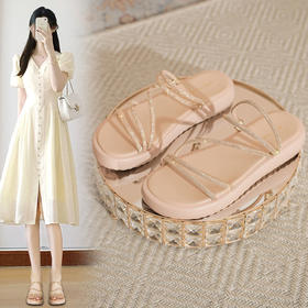 ZHR洋气百搭水钻凉鞋2024新款夏季超软沙滩凉拖舒适一脚蹬凉鞋女