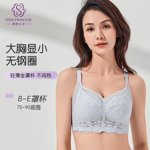幸运四叶草薄款文胸 大胸显小无钢圈 夏日轻薄全罩杯 舒适包容显小立挺 加高侧翼加宽隐形背扣 软骨侧翼唯美蕾丝 商品图1