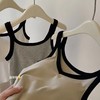 「数色可选！撞色设计」韩社6605夏日好搭撞色一体杯背心 女新款修身带胸垫高弹螺纹棉吊带上衣 商品缩略图3