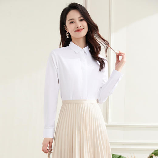 【含莫代尔】罗蒙女士长袖衬衫多色可算简约商务职场通勤衬衫开衫女 商品图3