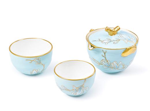 小罐茶 玛戈隆特 便携旅行茶具套装 功夫快客杯 （茶壶200ml 品茗杯大100ml 品茗杯小75ml ）釉上彩 手工描金 大美造物 48小时发货 商品图2