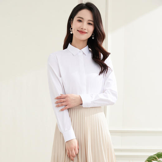 【含莫代尔】罗蒙女士长袖衬衫多色可算简约商务职场通勤衬衫开衫女 商品图2