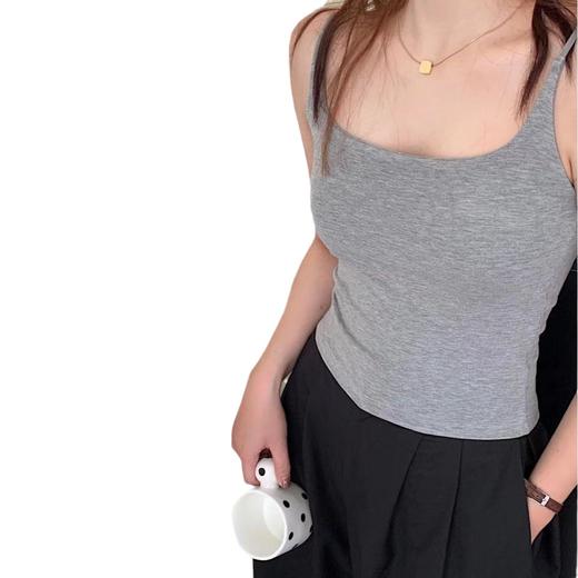 「49.9包邮！升级款」暖小艾莫代尔吊带背心702升级款秋季新款修身显瘦带胸垫打底上衣 商品图4