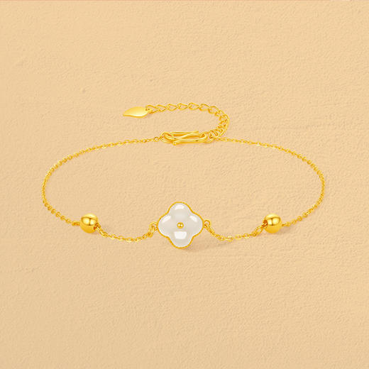 周六福黄金和田玉手链玉见幸运手串金镶玉手饰官方旗舰店节日礼物 商品图2