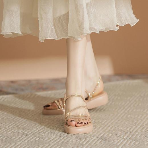 ZHR洋气百搭水钻凉鞋2024新款夏季超软沙滩凉拖舒适一脚蹬凉鞋女 商品图4