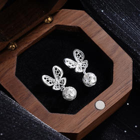 子佩集S990银【香舞仙蝶】耳钉【QLED001】纯银花丝蝴蝶2405