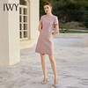 IWY/温柔风豆沙粉连衣裙女夏季短袖西装裙御姐范上班族工装裙Q1061 商品缩略图0