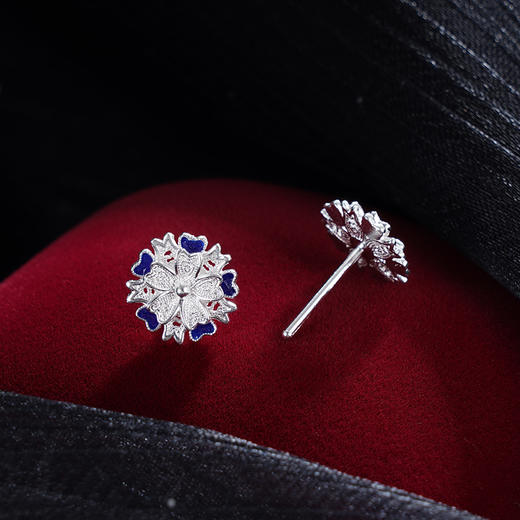 子佩集S990银【蕊卿】耳钉【YCED002】纯银花丝珐琅彩2405 商品图2