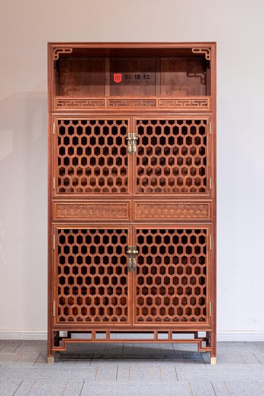 红桥红  家具严选  缅甸花梨（大果紫檀）【188 龟背纹亮格柜】 商品图2