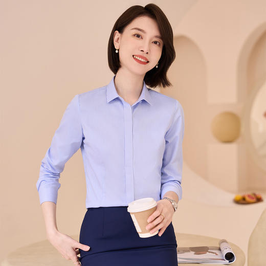 【全棉免烫】罗蒙女士长袖衬衫经典条纹百搭舒适简约大方衬衫上衣女 商品图7