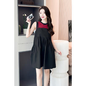 【严选】诗凡黎圆领条纹针织背心2024夏新款高级感漂亮小众设计感上衣SF6131691