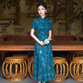 SYG-856高端旗袍高级感礼服民国风长款旗袍女春秋款复古修身2024年新