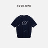 COCO ZONE "小象复古“100绵羊毛圆领针织衫显瘦短袖上衣CC2B0873 商品缩略图0