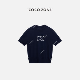 COCO ZONE "小象复古“100绵羊毛圆领针织衫显瘦短袖上衣CC2B0873