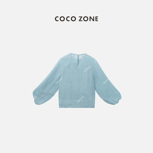 COCO ZONE"蓝娃娃衫“薄款设计感褶皱长袖衬衫圆领长袖上衣CC1B1231 商品图1