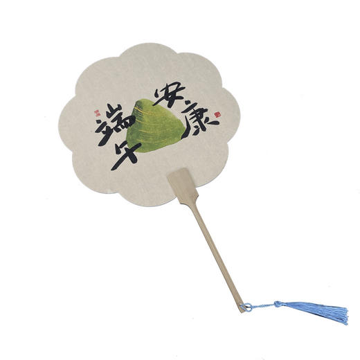 买一送一【端午节团扇毛笔字书法】创意粽子主图扇面 公司团建活动礼品 古风扇子  商品图3
