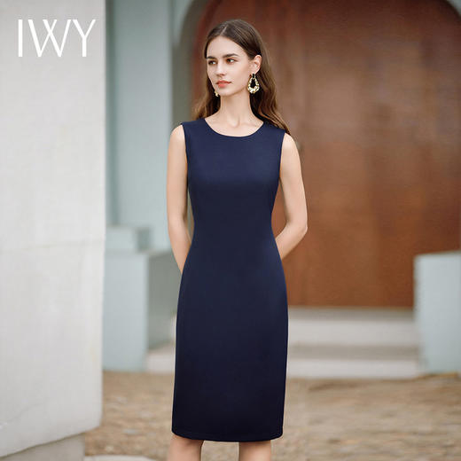 IWY/西装职业连衣裙女无袖内搭背心裙通勤藏青色显瘦中配西装Q1077 商品图2