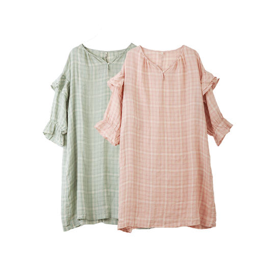 森系格子连衣裙 商品图0