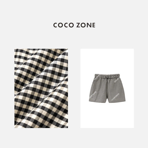 COCO ZONE"格短”夏季松紧腰小格子短裤百搭休闲撞色裤子CC1B0692 商品图2