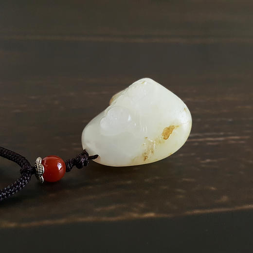 【天然正品】天然和田玉新疆真皮真籽料雕弥勒佛造型挂坠项链 040122XY01+ 商品图3