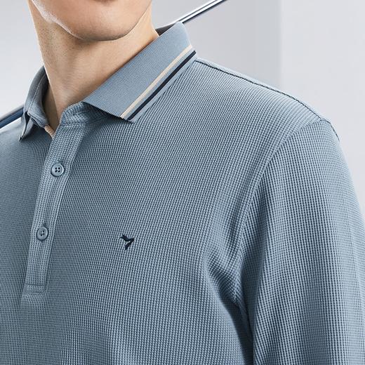 【不变形领】【索罗纳】柒牌华夫格长袖polo衫男2024春季新款商务休闲翻领上衣	126T73030 商品图2