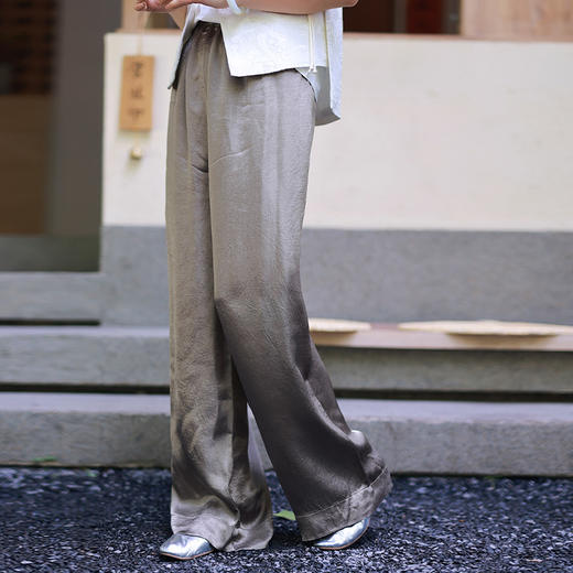 100%醋酸 断面流光直筒长裤 夏季高雅时尚 商品图0