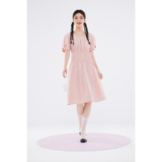 【严选】诗凡黎方领粉色连衣裙2024夏新款流行漂亮好看小众设计气质裙子女SF6191561 商品图1