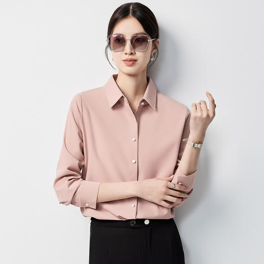 【简约甜美&舒适透气】罗蒙女士长袖衬衫百搭舒适大众衬衣开衫女 商品图4