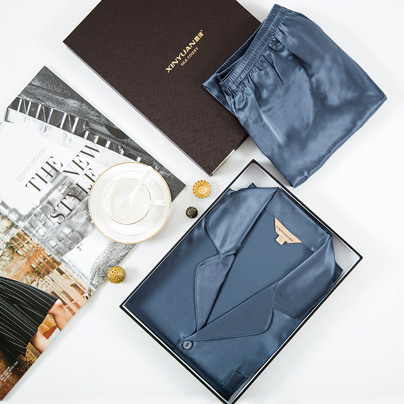 鑫缘 真丝男长袖睡衣套 HD4003