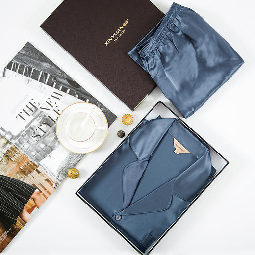 鑫缘 真丝男长袖睡衣套 HD4003 商品图0