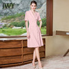 IWY/粉色西装连衣裙女夏季短袖职业装播音艺考正装收腰气质裙Q1165 商品缩略图2