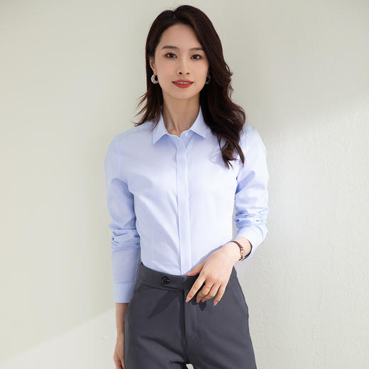 【全棉免烫】罗蒙女士长袖衬衫经典条纹百搭舒适简约大方衬衫上衣女 商品图5