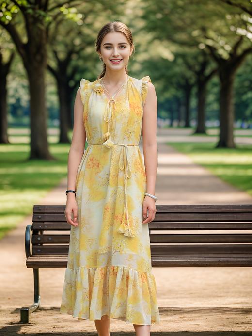 体花系绳度假长裙 商品图1