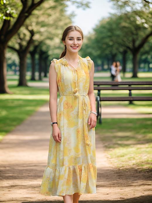 体花系绳度假长裙 商品图3