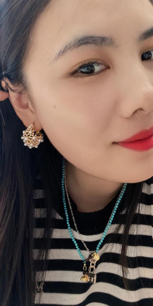 设计师唯美法式纯手工小米珠子耳环 商品图1